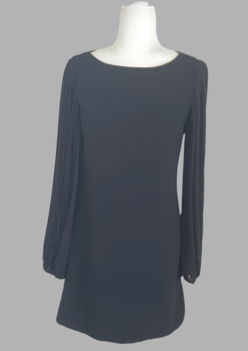 2000s Black Sheer Sleeve Cocktail Evening Mini Dress X/S