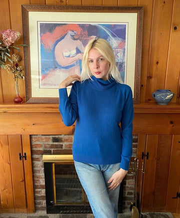80s Designer Originals Blue Acrylic Vintage Sweater M