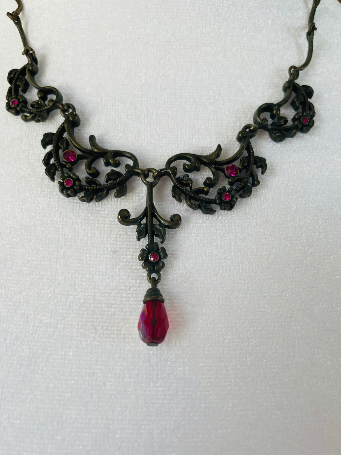 Vintage Style Black Lacy Purple Beaded Drop Choker Necklace Necklace