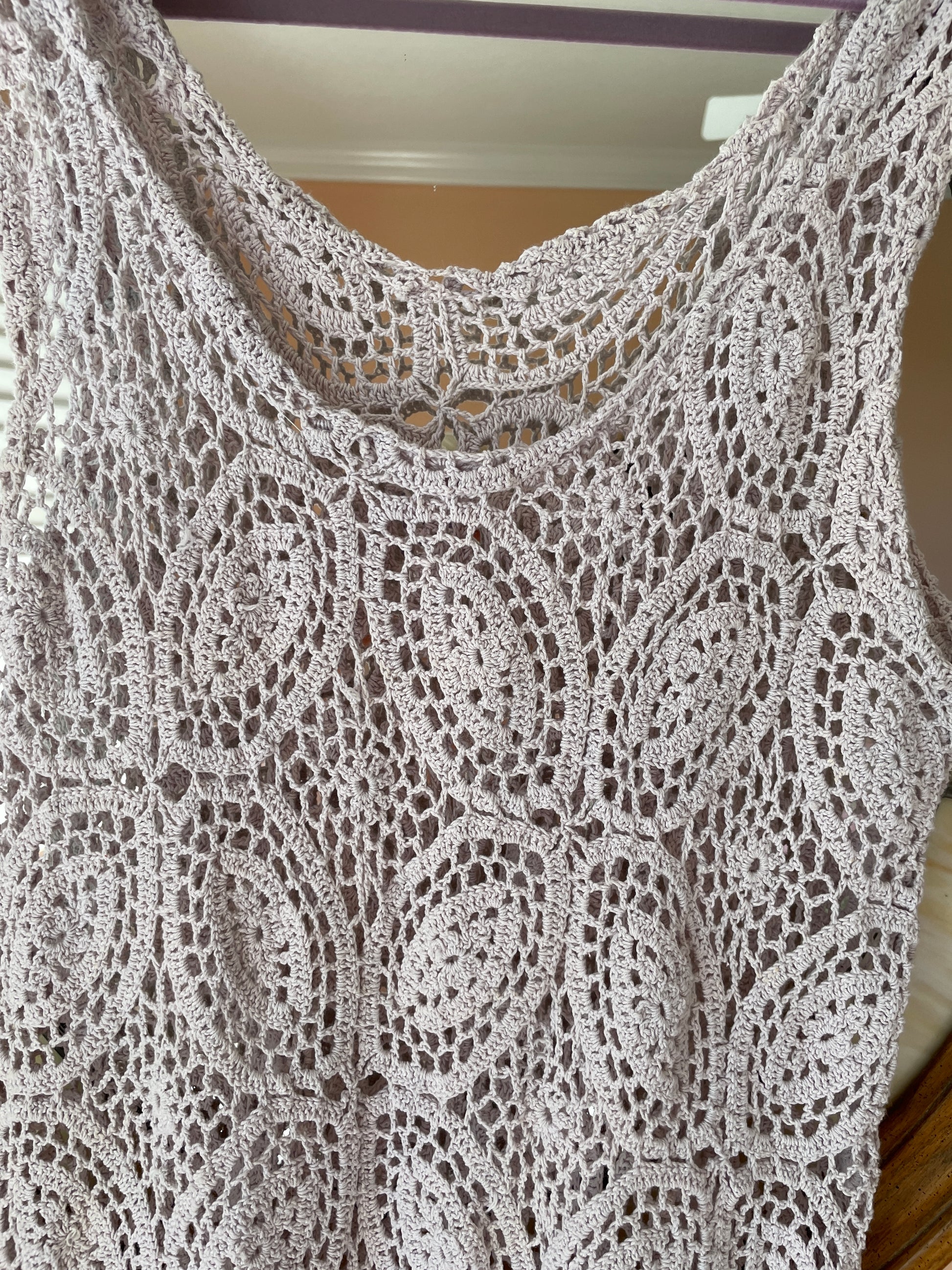  90s Handmade Crochet Natural Color Tunic Dress