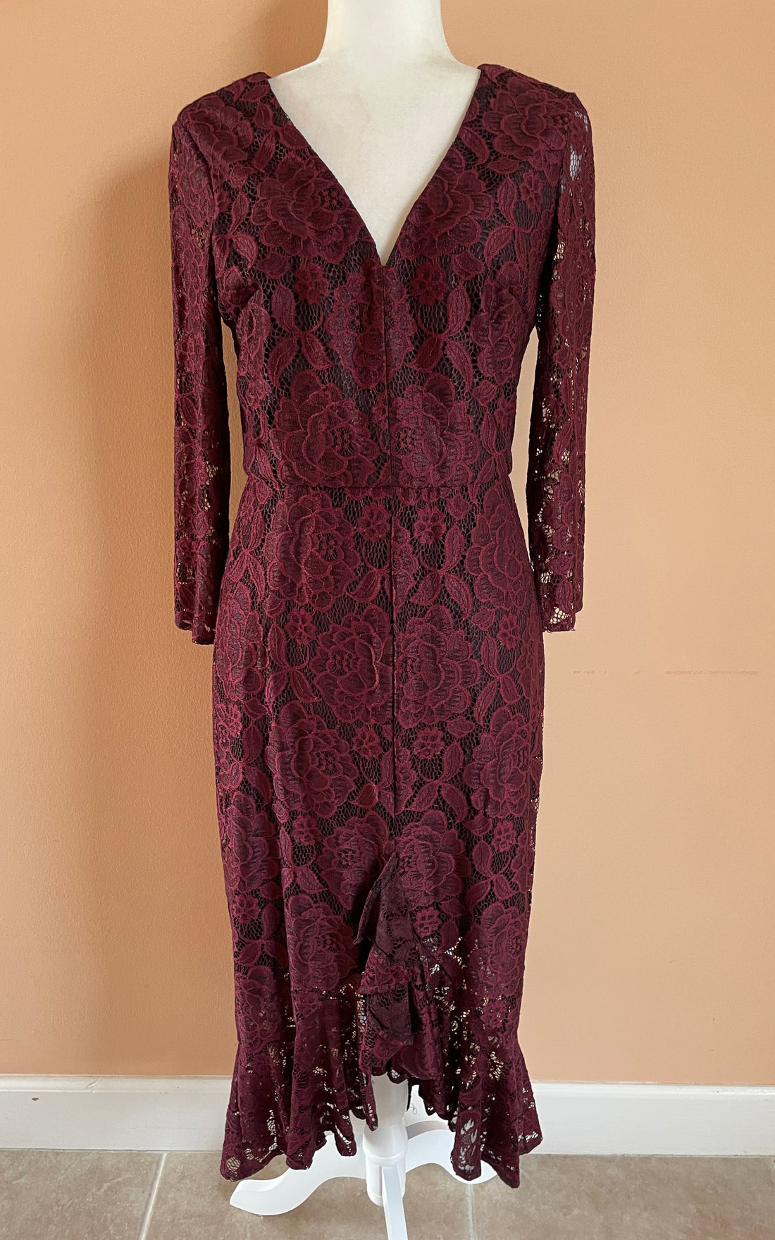 Burgundy lace dress