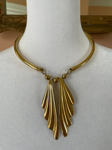 Vintage Signed Park Lane Gold Tone Collar Choker Pendant Necklace