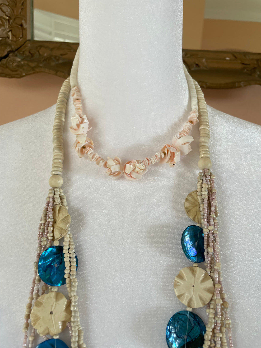 Oceana Long Multiple Layers Shell Beach necklace & Vintage Shell Choker