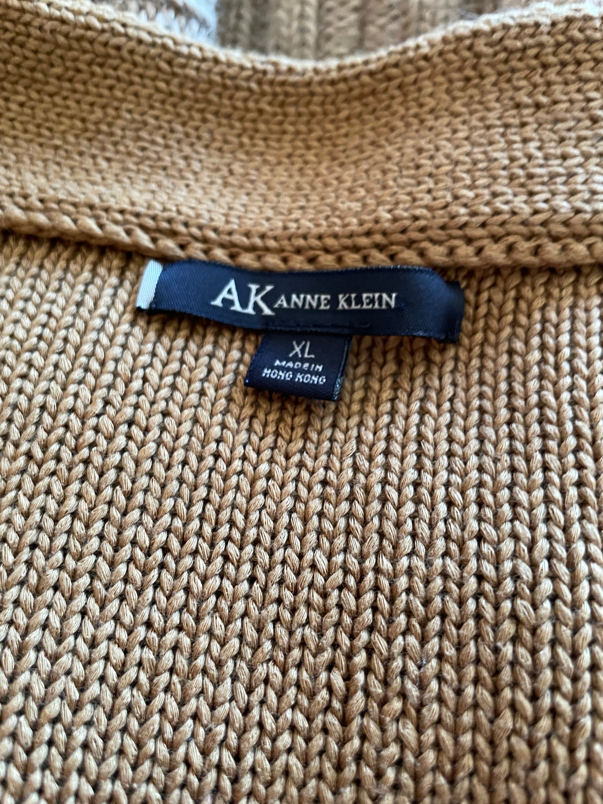  80s Vintage Anne Klein Cotton Pockets Button Cropped Cardigan Sweater L