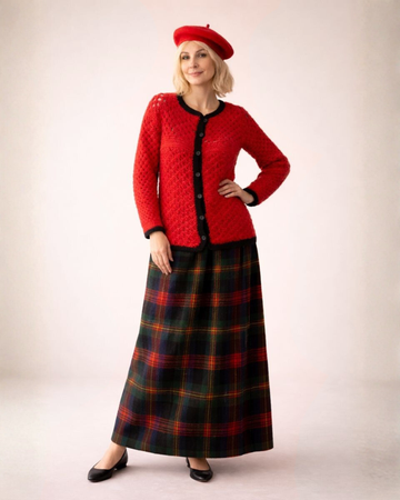 70s Vintage Handmade Crochet Red Cardigan Sweater M