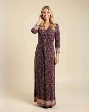 90s Vintage Burgundy I Love Paisley Vintage Maxi Dress M