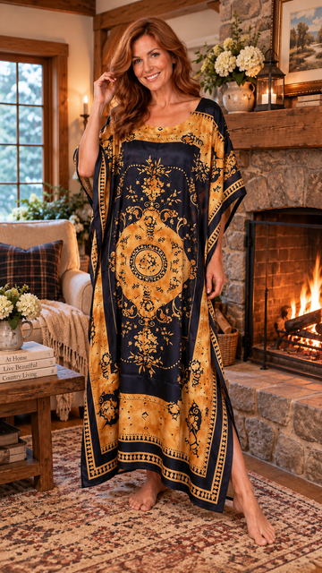 Relaxed Flowing Kaftan Beach Resort Lounge Wear. Free Size