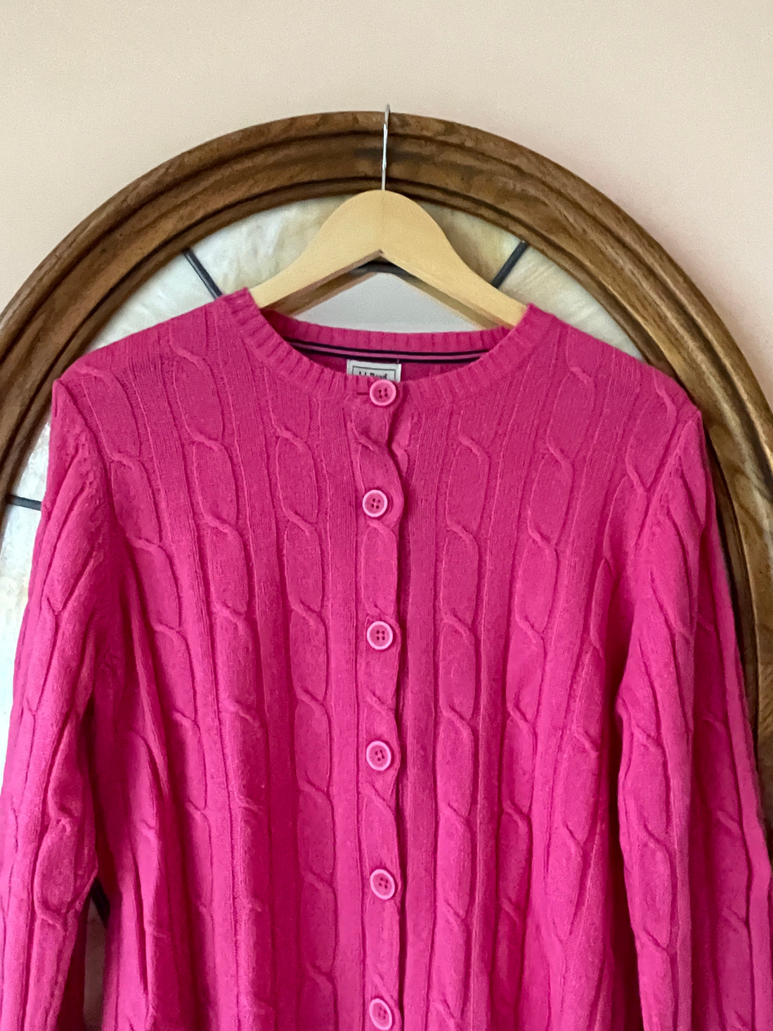 80s Vintage L.L. Bean Pink Button Front Cardigan Sweater M