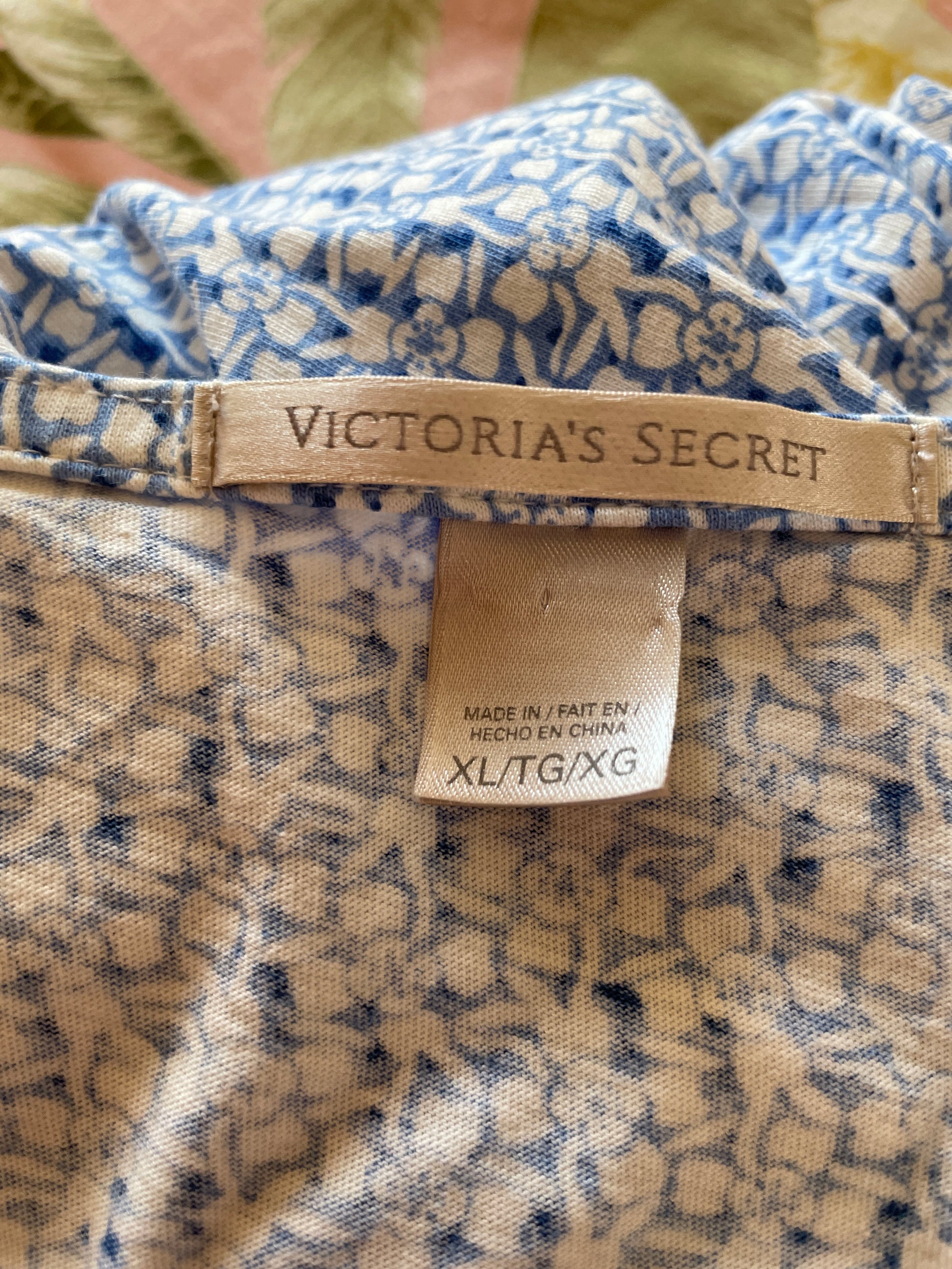  Victoria’s Secret 2000s Blue Print Bow Cotton Lingerie Nitie X/L