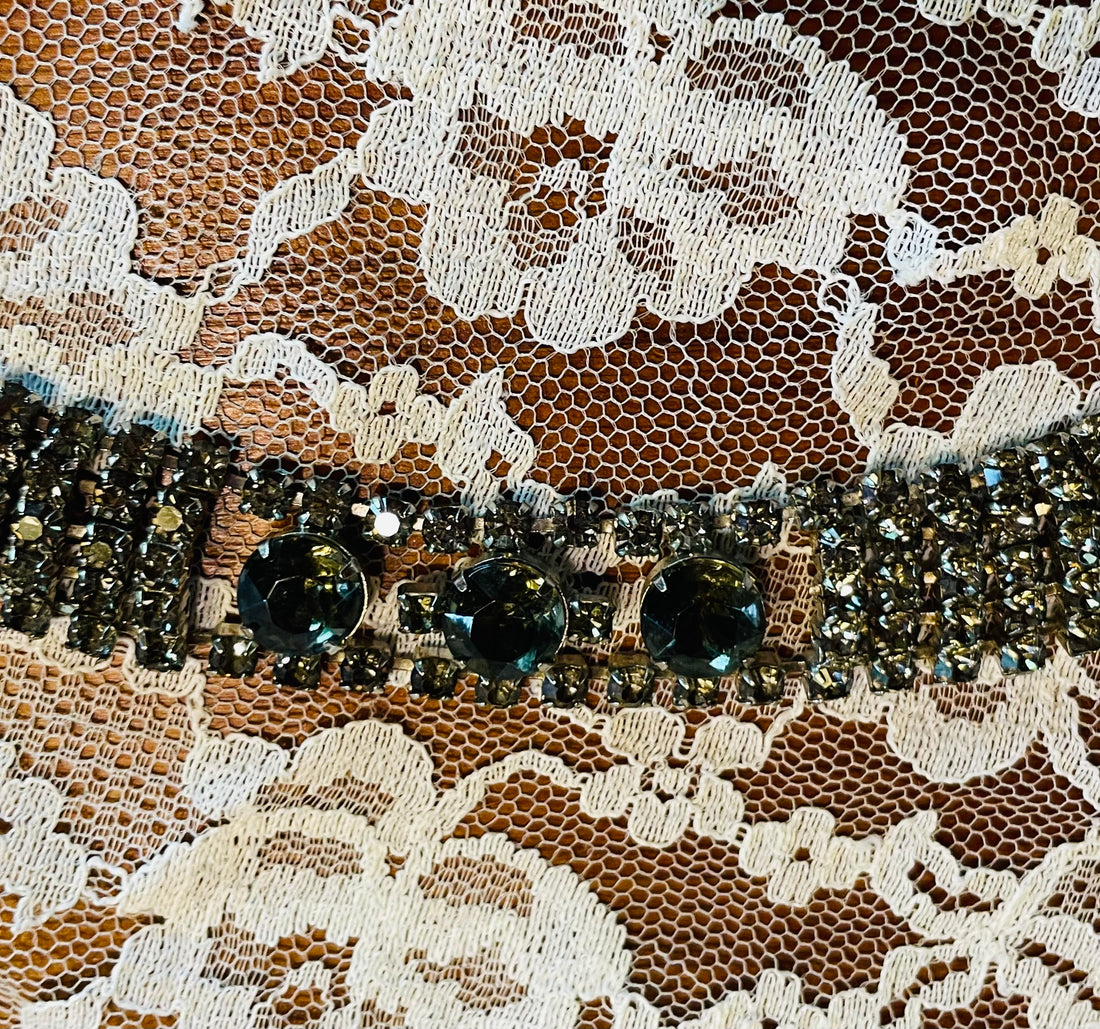80s Vintage Gorgeous Midnight Hour Rhinestone Bracelet
