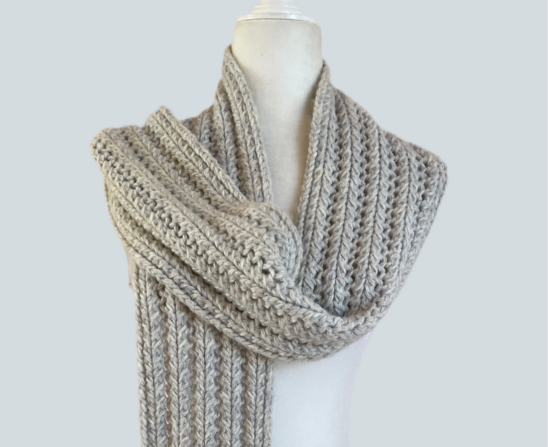 80s Vintage Alpaca Blend Gray Winter Knit Scarf