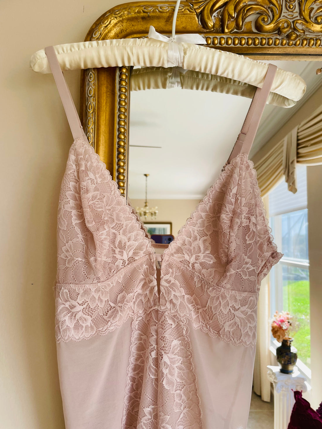 Vintage Maidenform Pink Floral Lacy Lingerie Teddy Lg