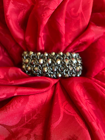 Vintage 90s Black Gray Sparkly Beaded Chunky Stretch Bracelet