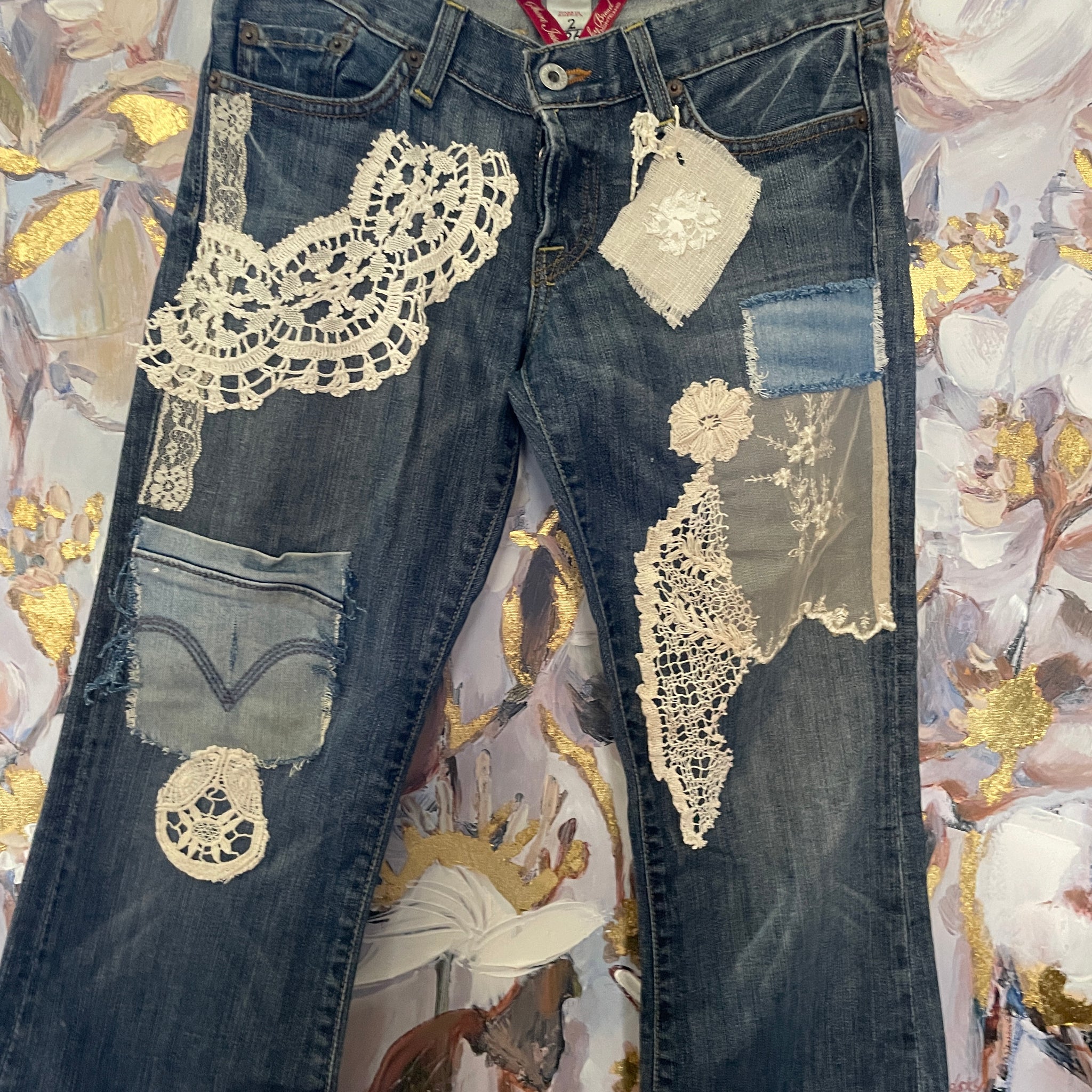 One of a kind repurposed jeans