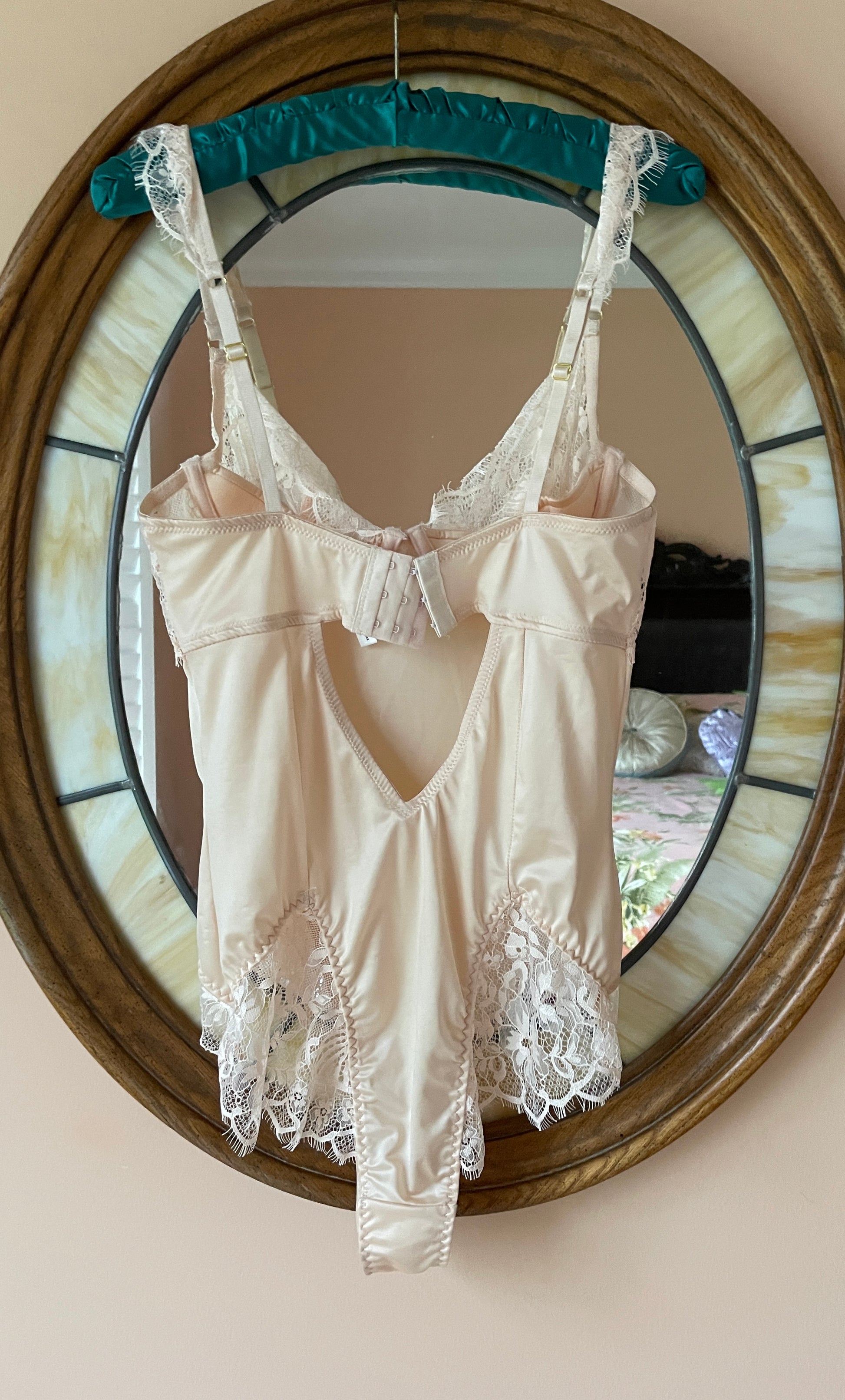  2000s Pink Lacy Lingerie Teddy Sm