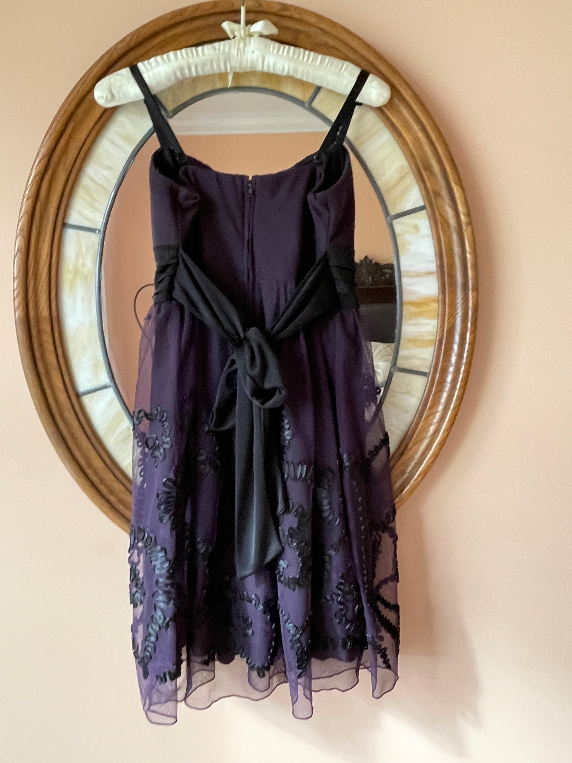  2000s Sheer Black Purple Pretty Party Dress S
