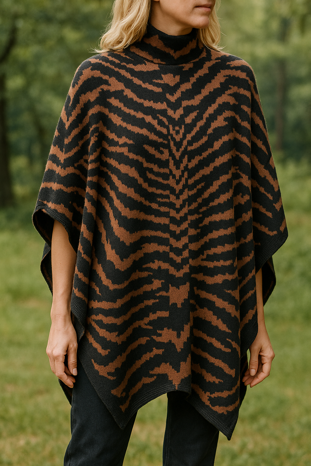 2000s Wrap Black Brown Animal Print Cape Wrap Free Size