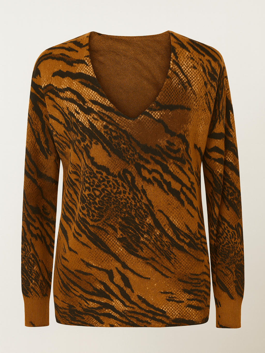 100% Cashmere Animal Print Women’s Cozy Top M