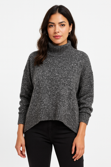 2000s Acrylic Cotton Blend Turtle Neck Cray Sweater Lg/XL