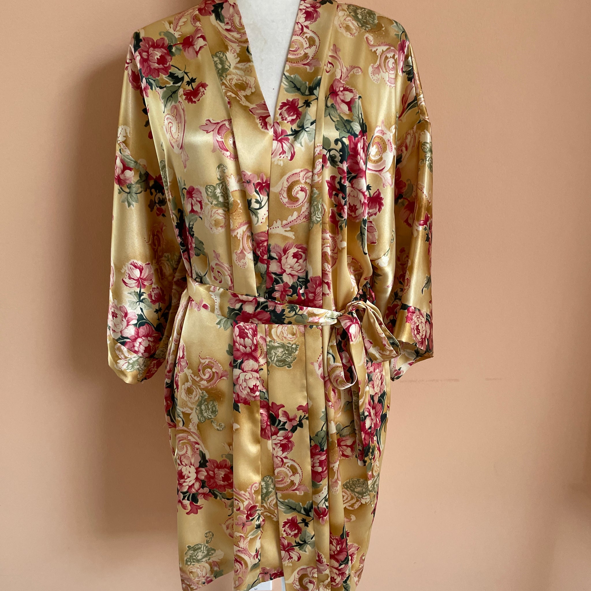 90s floral wrap robe