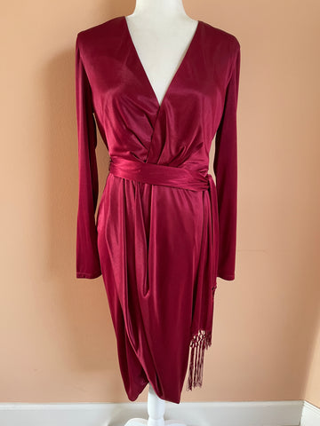 2000s Stunning Silky Draped Red Dress