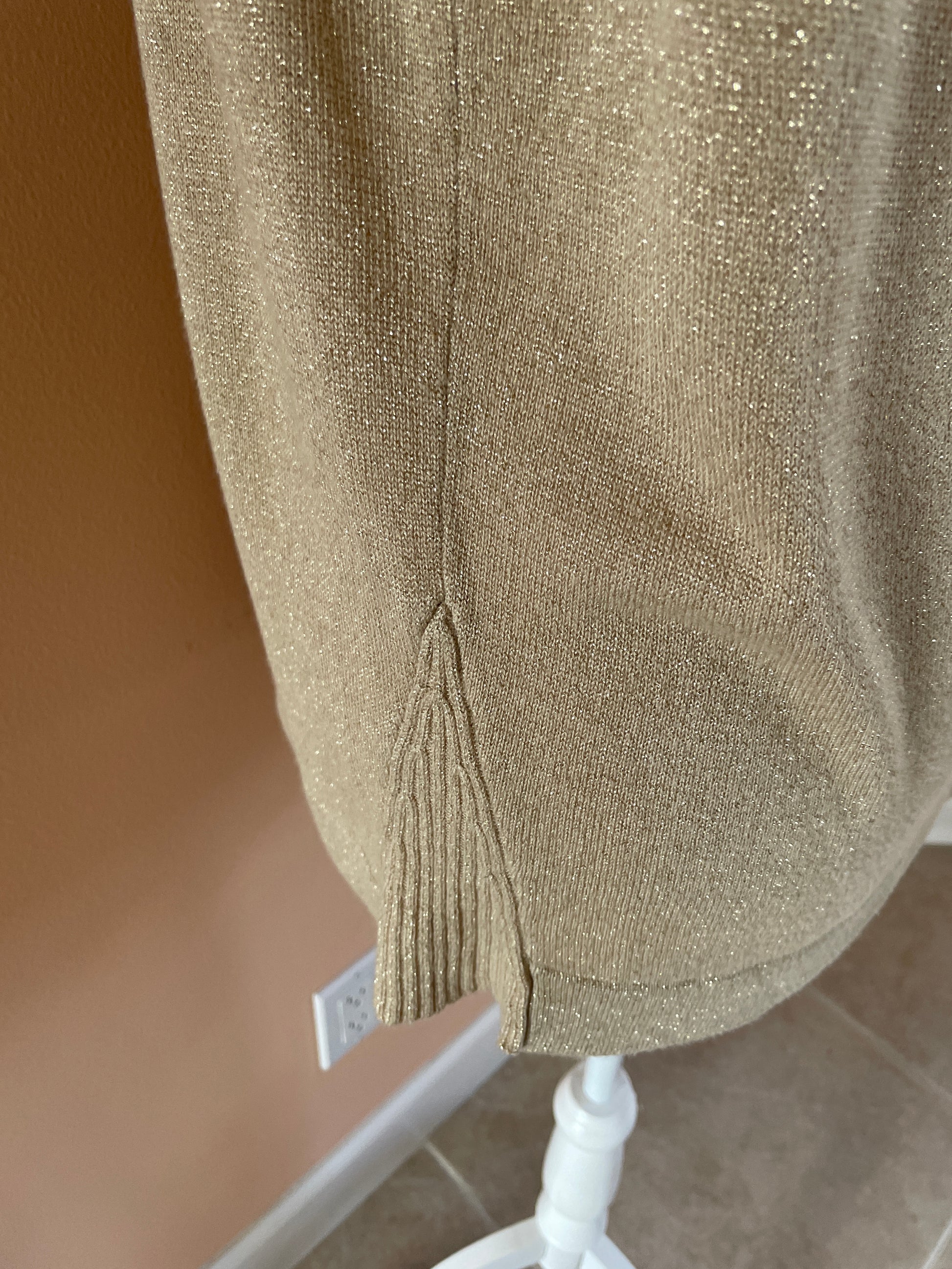  Bob Mackie 90s Gold Shimmering Knit Dressy Top X/L