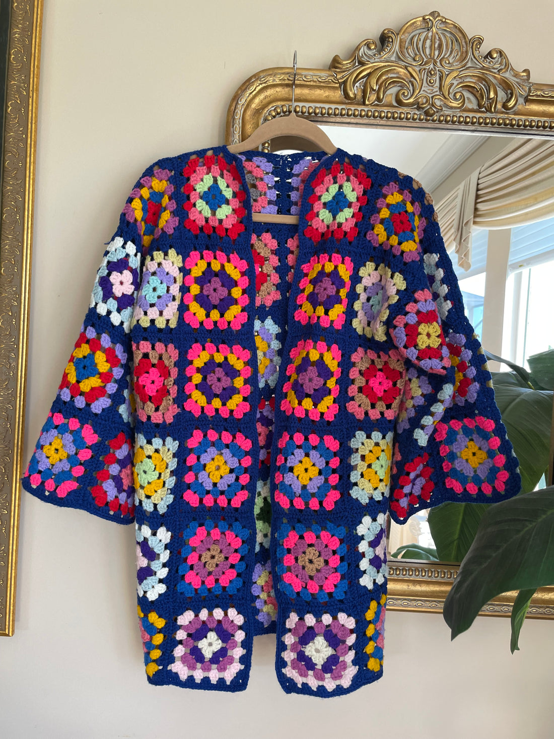 Vintage 70s Handmade Crochet Patchwork Sweater Vest S/M