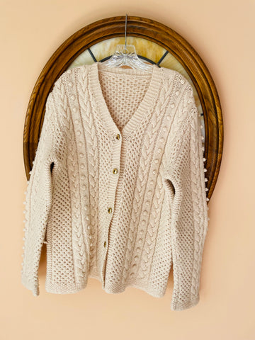 80s Vintage Handmade Gable Design Button Cardigan Knit Sweater Lg