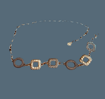 80s Vintage Silver Tone Leopard Design Adjustable Link Belt.