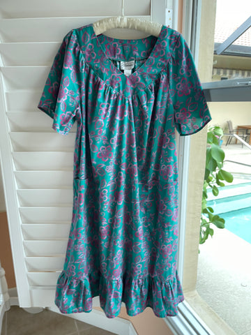 2000s Cotton Poly Pockets Ruffled Lounge House Dress M