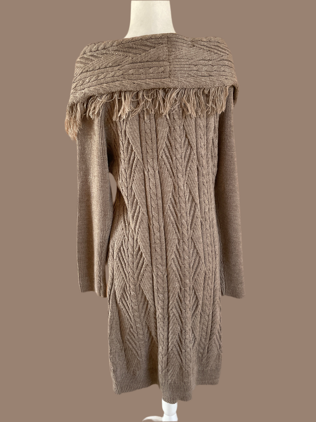 90s Vintage Fringed Stylish Knit Sweater Dress L