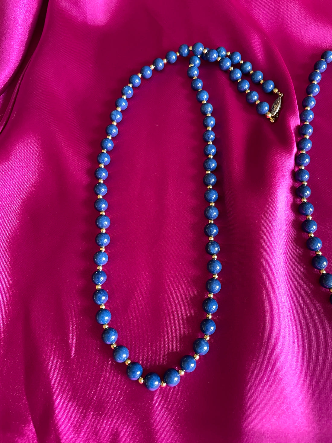 80s blue glass beaded necklaces