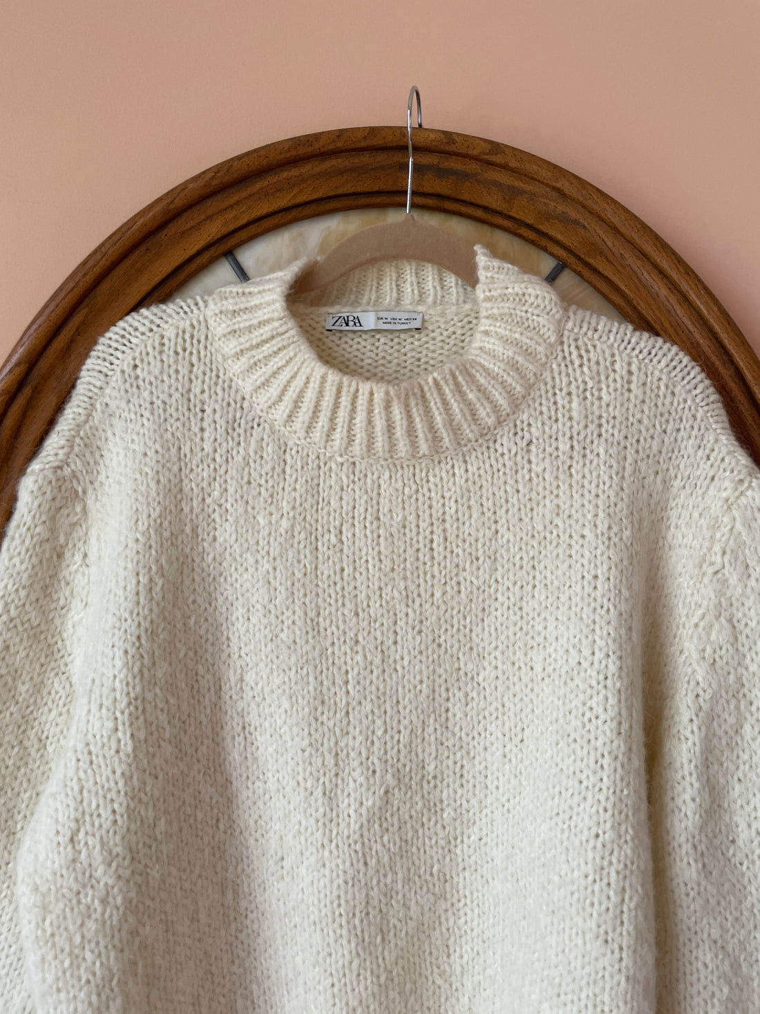 2000s Zara Wool Acrylic Blend White Pullover Winter Sweater M