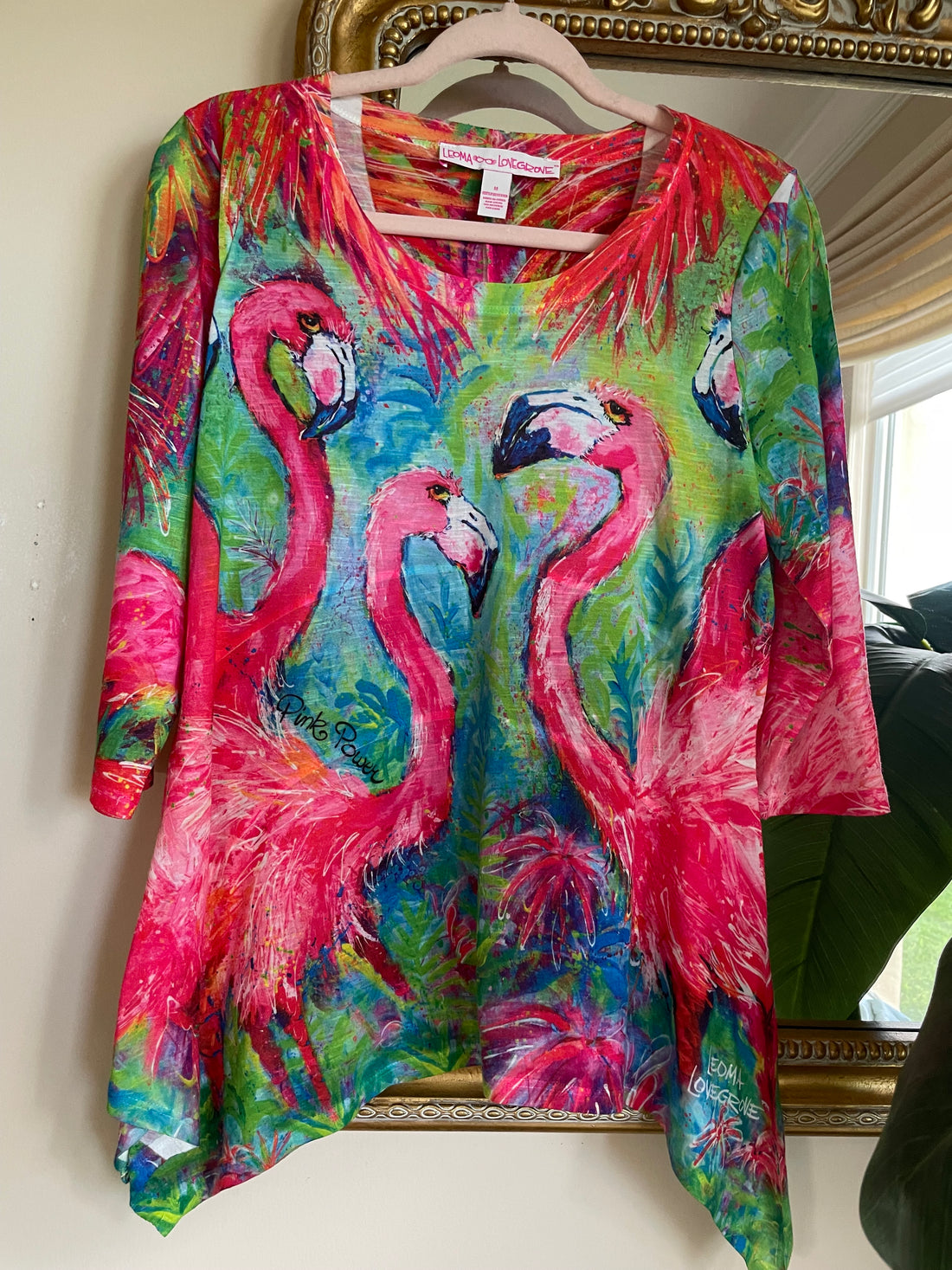 Arty Casual Beach-wear Flamingo Pink Power Top M
