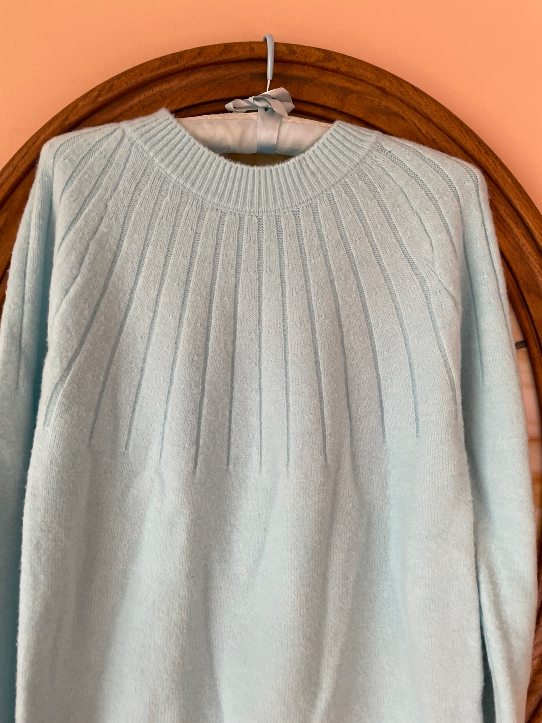 90s Vintage Baby Blue Cotton Poly Blend Pullover Sweater M