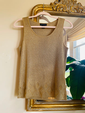 Ann Taylor Shimmering Gold Tone Sweater Top S/M