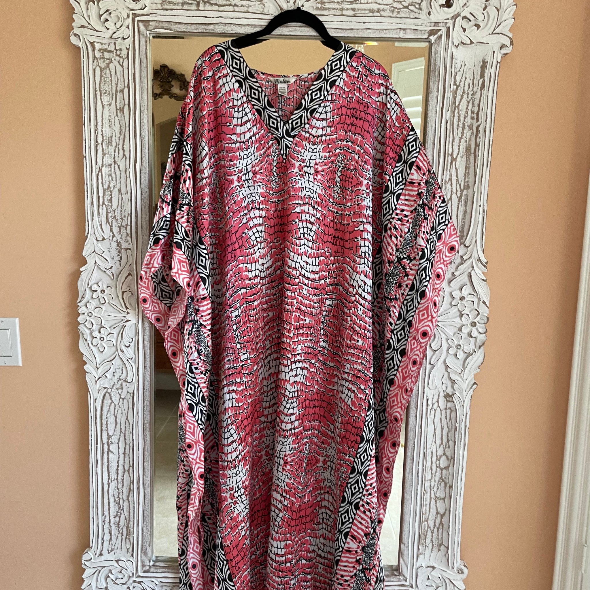2000s Easy Comfort Printed           V Neck Lounge Caftan Plus Size