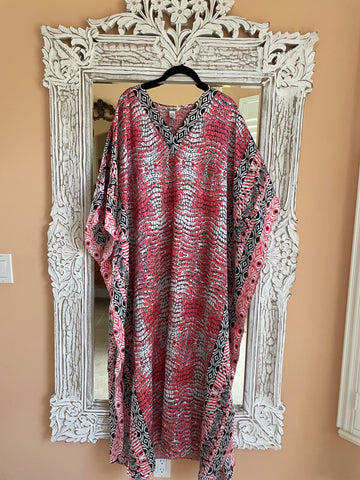 2000s Easy Comfort Printed           V Neck Lounge Caftan Plus Size