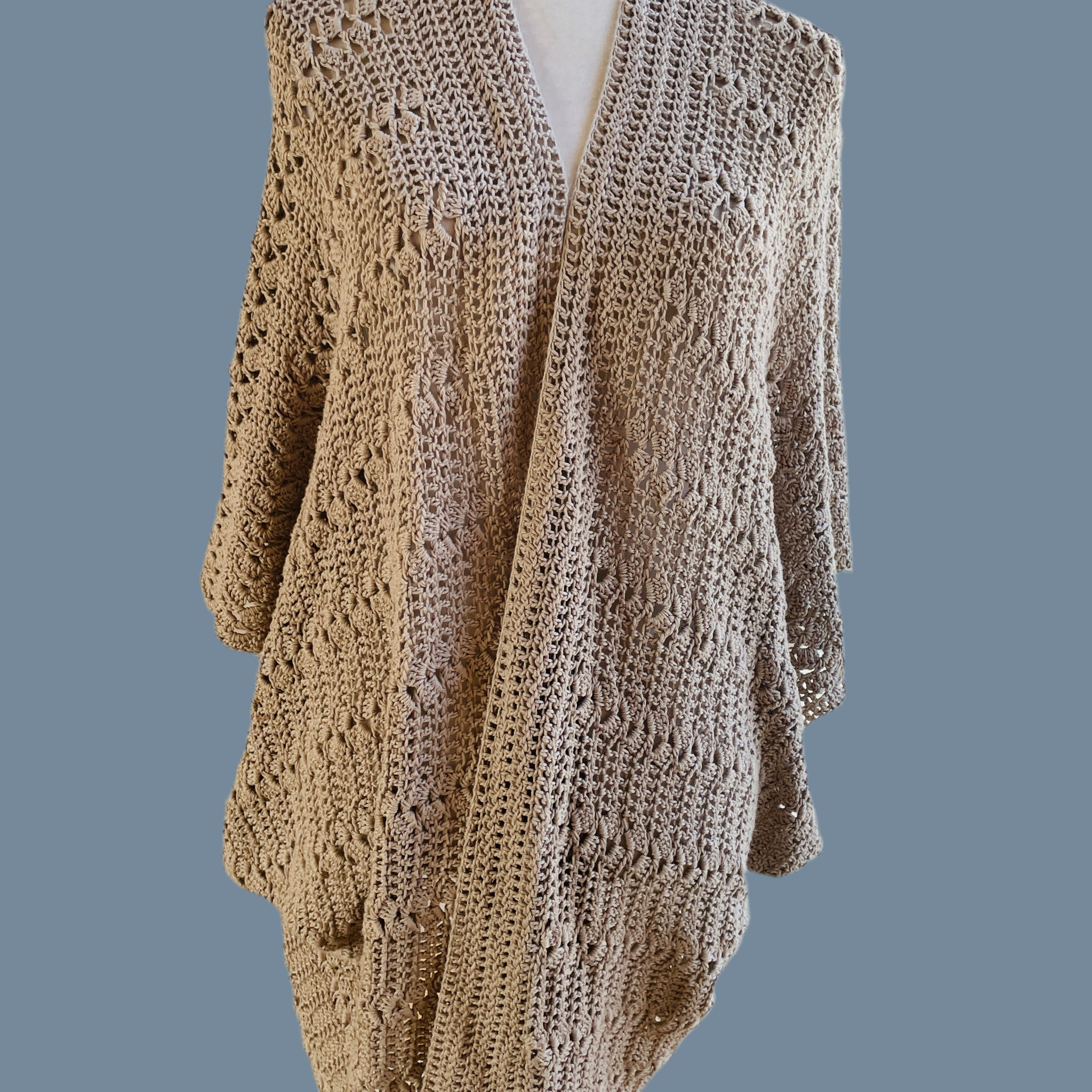 90s Vintage Beige Crochet Oversize Sweater Wrap XXL