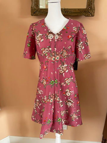 Vintage 70s Made by Grandma Floral Poly Handmade Dress M