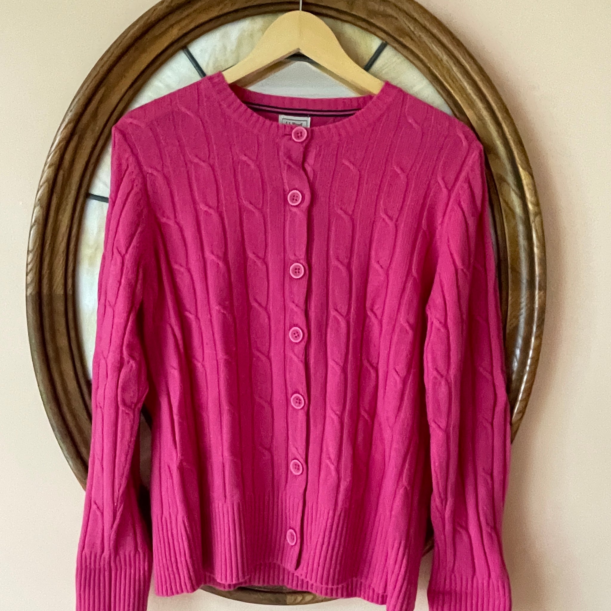 80s Vintage L.L. Bean Pink Button Front Cardigan Sweater M