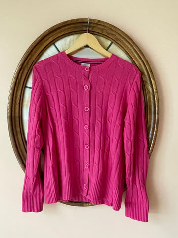 80s Vintage L.L. Bean Pink Button Front Cardigan Sweater M