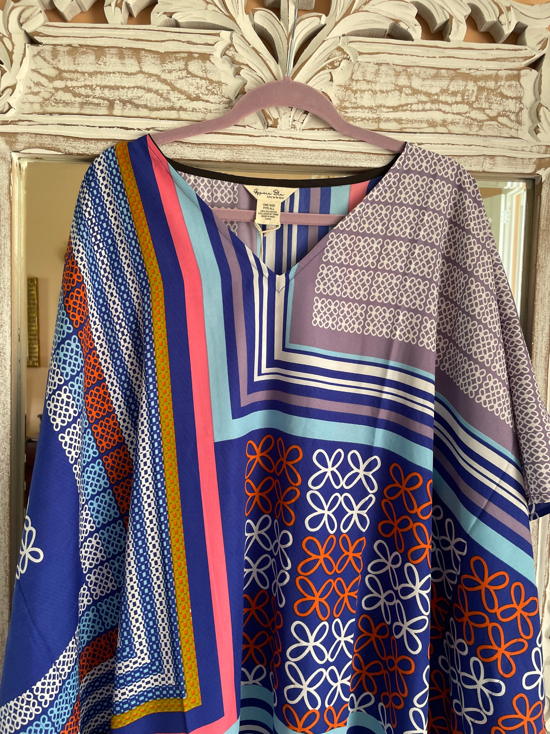 Women’s Abstract Print Poly Caftan Lounge Wear Resort Maxie Kaftan Dress. Plus size
