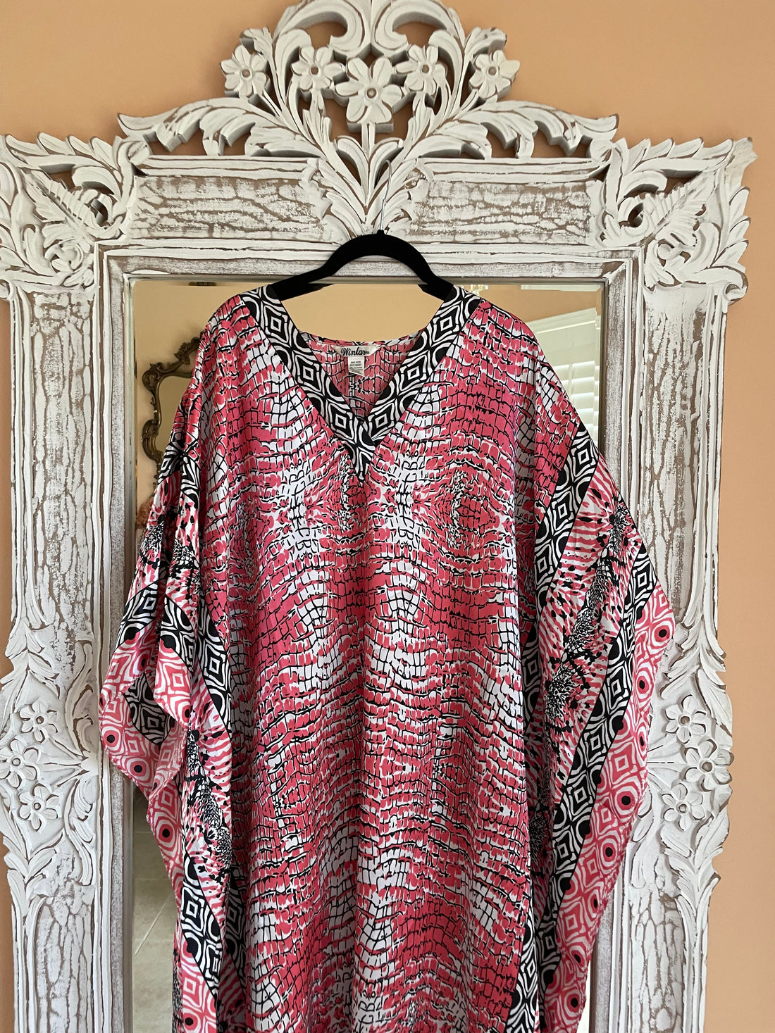 2000s Easy Comfort Printed           V Neck Lounge Caftan Plus Size