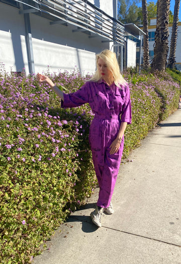 Vintage Diane Von Furstenburg Purple Cotton Jumpsuit M