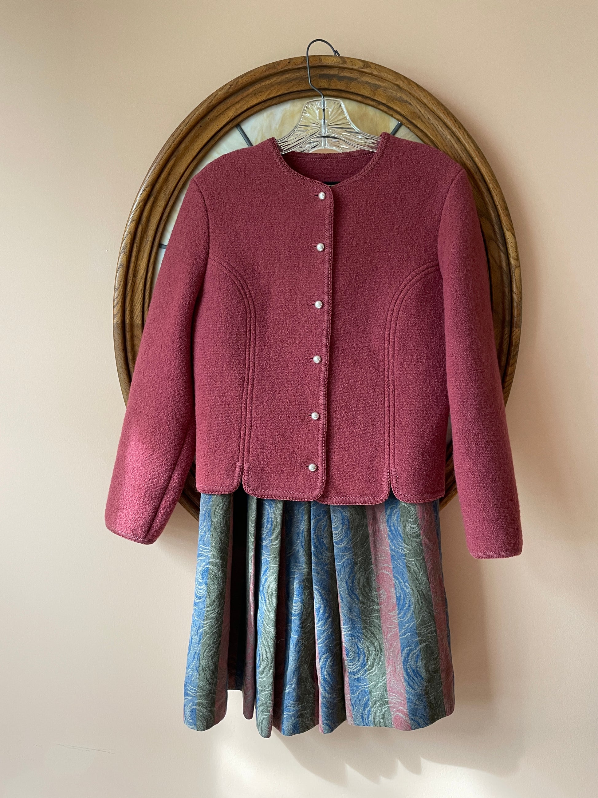  60s Geiger Rare Austria Pure Wool Skirt Jacket Suit M