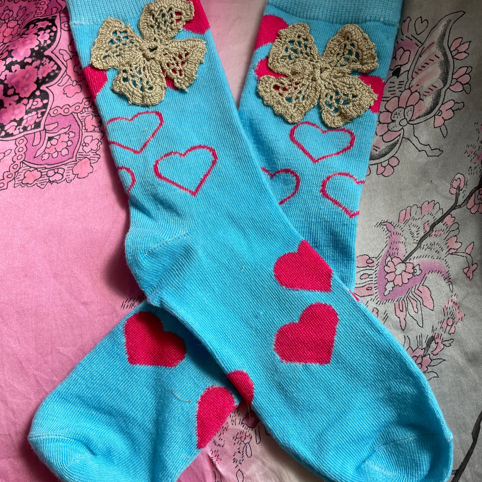 Blue heart socks