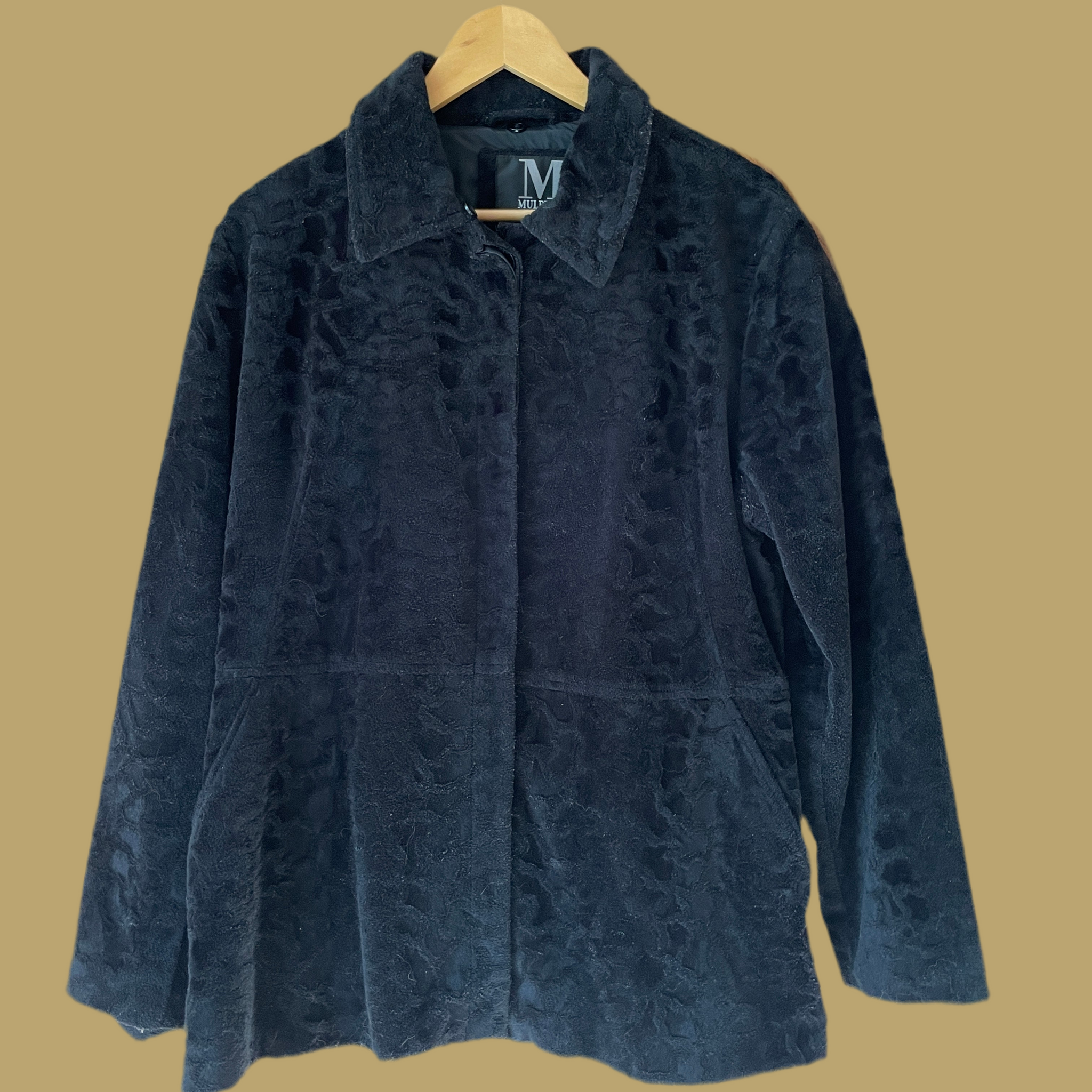 80s Vintage Mulberry Street Black Textured Casual Pockets Jacket L