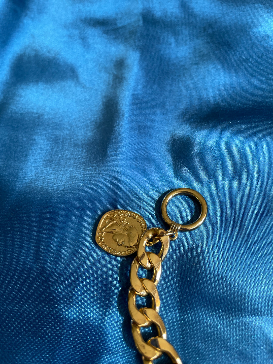 2000s Gold Tone Roman Coin Charm Bracelet.