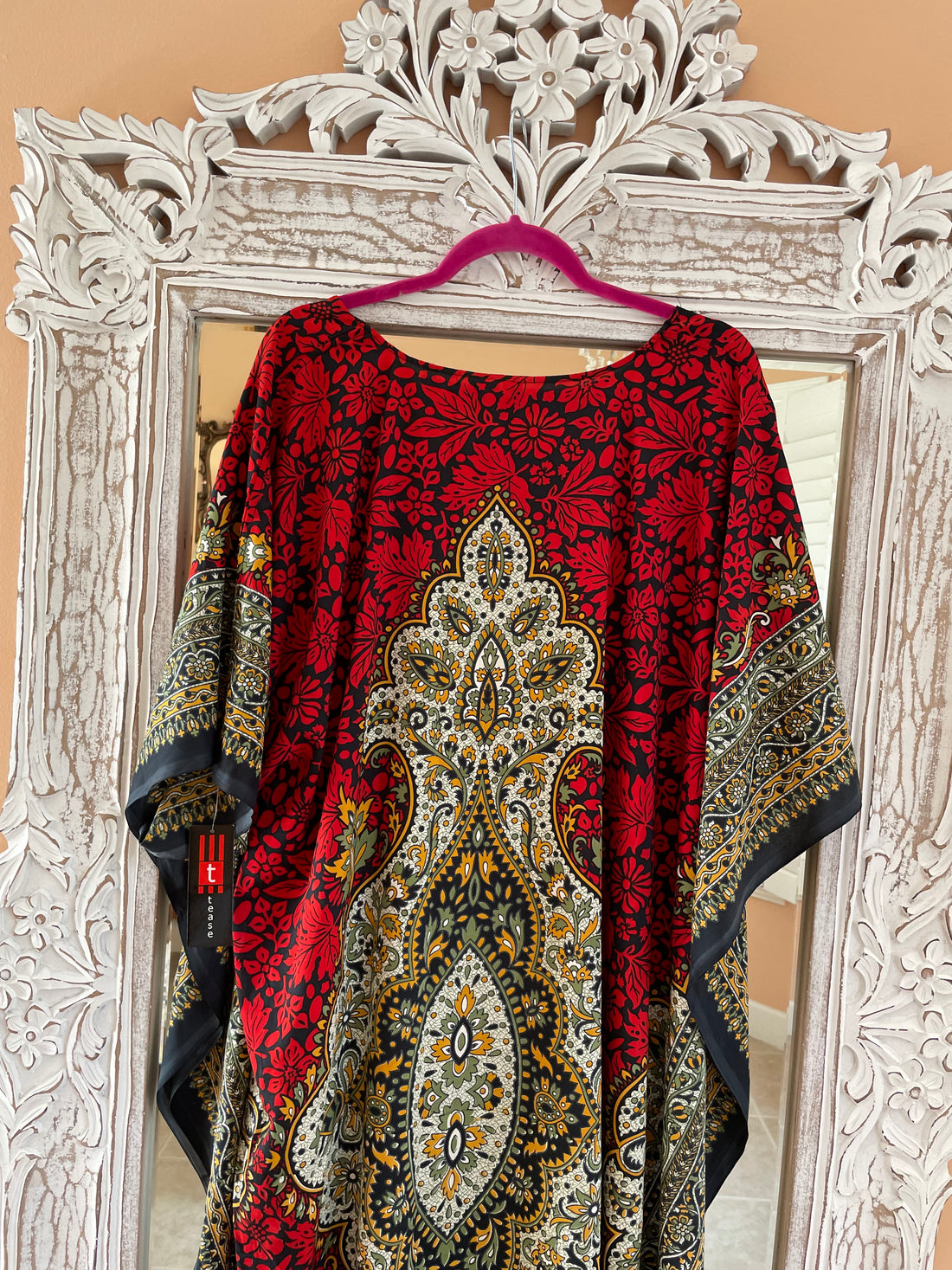 2000s Decorative Poly Print India Maxi Kaftan Plus size